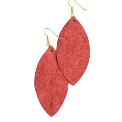 Boucles d'oreilles feuille de papier plante rouge
