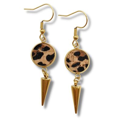 Spiked leopard print earrings
