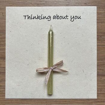 carte de vœux durable + bougie dorée - "Thinking about you" - papier écologique - fait main au Népal 3