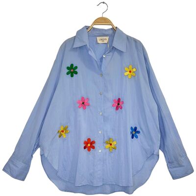 Flower embroidery shirt