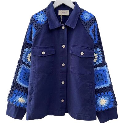 Denim jacket with handmade crochet - 2308