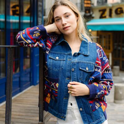 Denim jacket with mesh