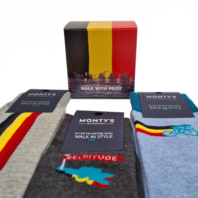 Le coffret cadeau Belgium Sock : 3 chaussettes en coton