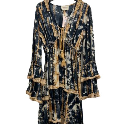 Robe tie&dye courte manches longues