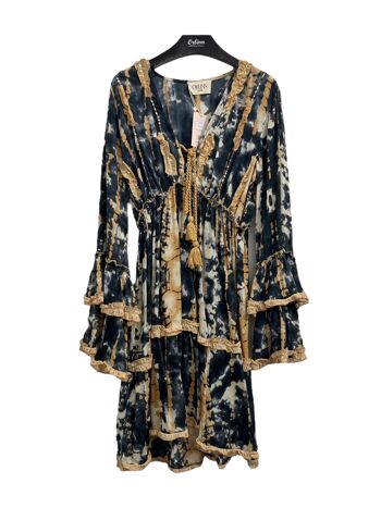 Robe tie&dye courte manches longues 1