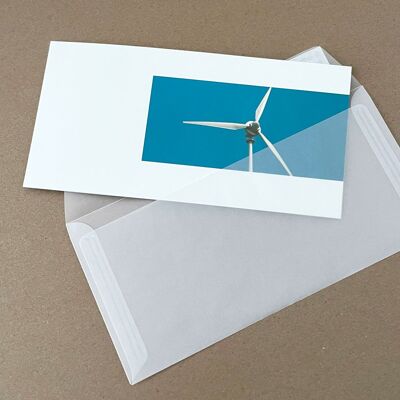 Éolienne / éolienne - carte de voeux avec enveloppe transparente