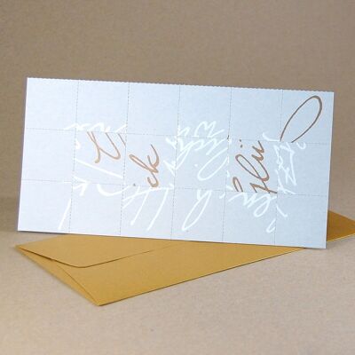 Congratulations, puzzle card with golden envelope