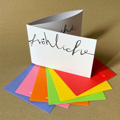 6 Christmas cards with colored envelopes: Merry Christmas ...