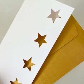 10 cartes de Noël blanches avec enveloppes dorées : étoiles perforées 2