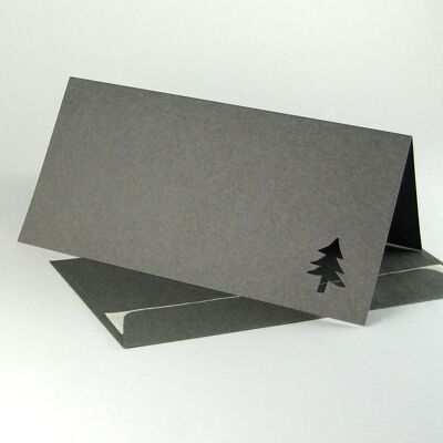 10 tarjetas navideñas troqueladas con sobres gris oscuro