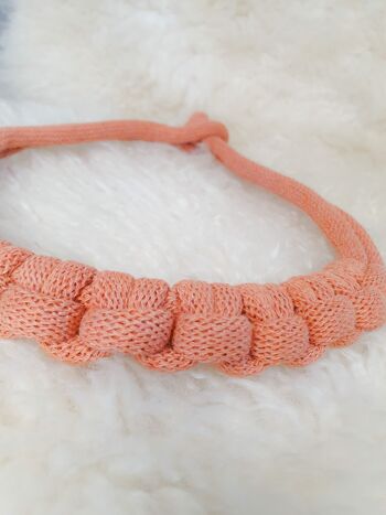 Collier corde coton noué épais chunky plastron bijou fantaisie cadeau tendance macramé fait main noeud marin terracotta 6