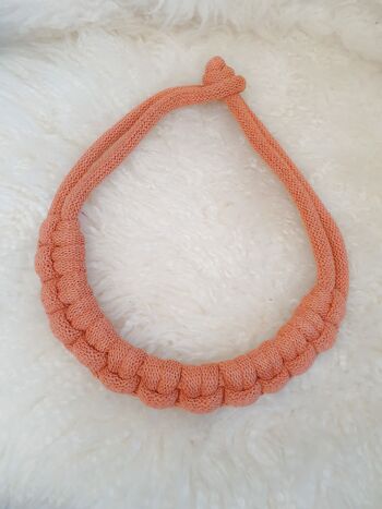 Collier corde coton noué épais chunky plastron bijou fantaisie cadeau tendance macramé fait main noeud marin terracotta 7