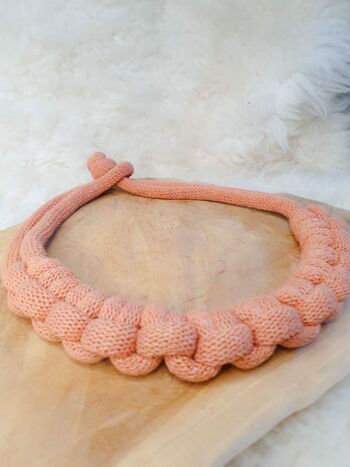 Collier corde coton noué épais chunky plastron bijou fantaisie cadeau tendance macramé fait main noeud marin terracotta 8