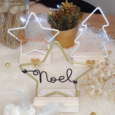 Décoration étoile ou sapin de Noël personnalisée avec prénom ou mot à suspendre ou poser cadeau invité fin d'année marque-place table Noel