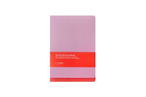 A-Journal Set of 2 Softcover Notebooks - Coral + Lilac