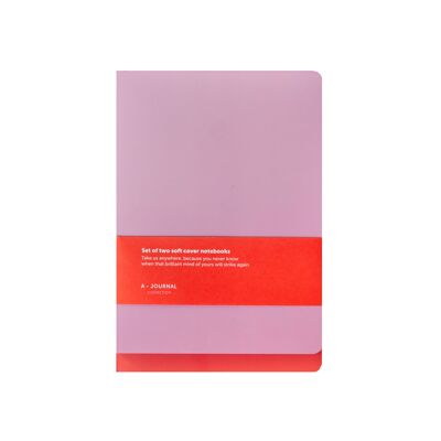 A-Journal Set of 2 Softcover Notebooks - Coral + Lilac