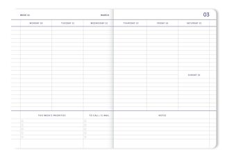 Agenda 18 mois A-Journal 2024/2025 - Flow Bleu 2