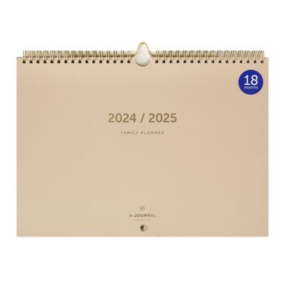 Agenda familial 18 mois A-Journal 2024/2025 - Beige