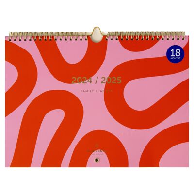 Agenda familiare 18 mesi A-Journal 2024/2025 - Flow Pink