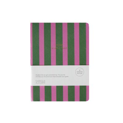 Fabrique Schulkalender 18 Monate 2024-2025 - Streifen Grün Rosa