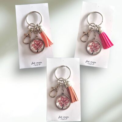 Floral Heart Tree of Life Key Ring