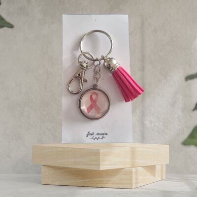 “Pink October ribbon” key ring