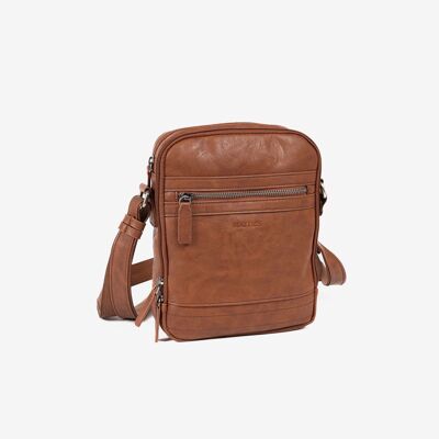 MEN'S CROSSBODY BAG, LEATHER COLOR, YOUTH COLLECTION. 19X24CM