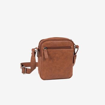 SAC BANDOULIÈRE POUR HOMMES, COULEUR CUIR, COLLECTION JEUNESSE. 17X22CM 2