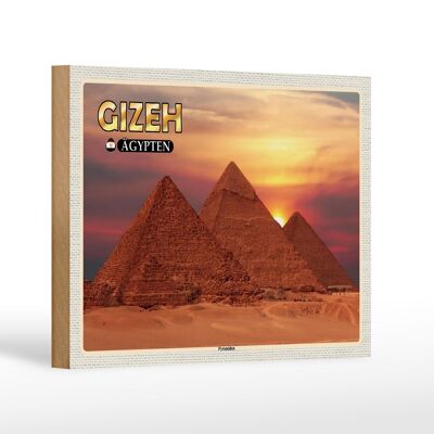 Panneau en bois voyage 18x12 cm pyramides de Gizeh Egypte cadeau