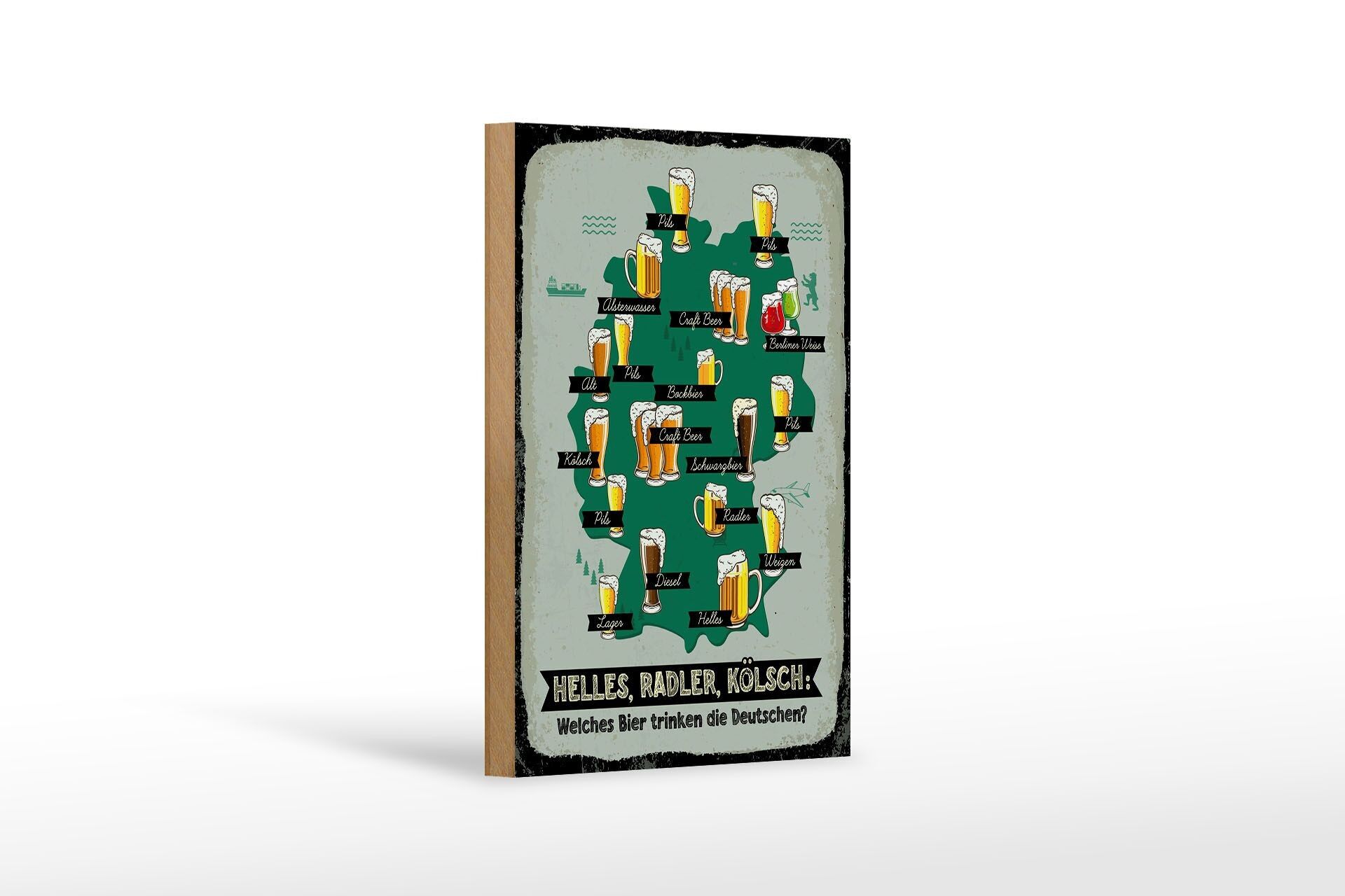 Cartello in legno 12x18 cm Quale birra bevono i tedeschi decorazione della carta