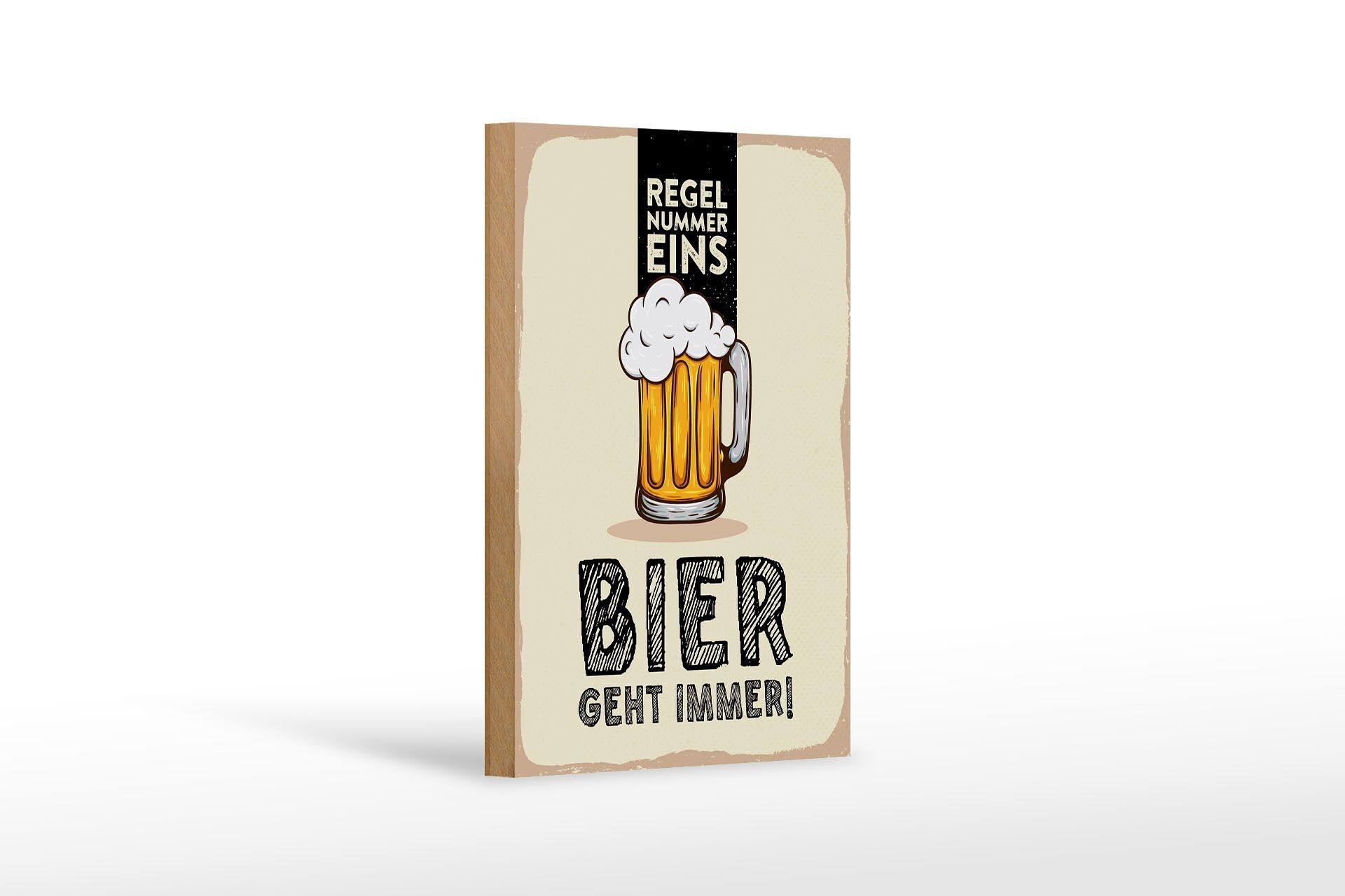 Targa in legno 12x18 cm La regola numero uno della birra funziona sempre come decorazione