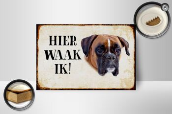 Panneau en bois avec inscription « Dutch Here Waak ik Boxer » 18x12 cm 2