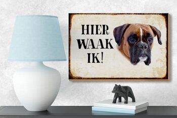 Panneau en bois avec inscription « Dutch Here Waak ik Boxer » 18x12 cm 3