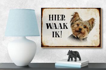 Panneau en bois indiquant 18x12 cm Dutch Here Waak ik Yorkshire Terrier 3