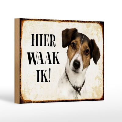 Cartello in legno con scritta "Olandese Here Waak ik Jack Russell Terrier" 18x12 cm