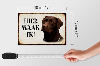 Panneau en bois avec inscription 18x12 cm Dutch Here Waak ik brown Labrador 4