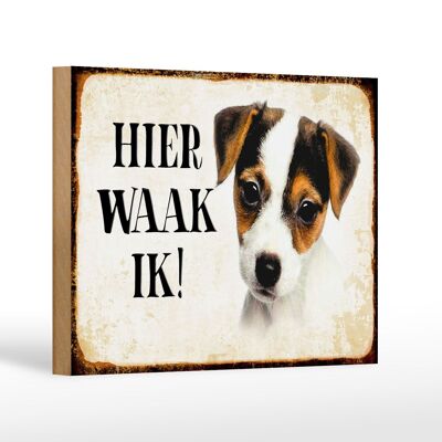 Cartel de madera que dice 18x12 cm Dutch Here Waak ik Jack Russell Terrier Puppy