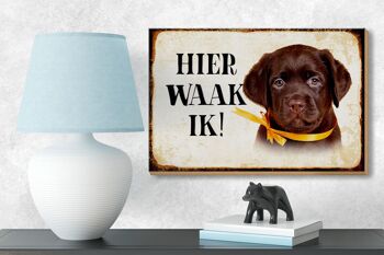 Panneau en bois avec inscription 18x12 cm Dutch Here Waak ik Labrador Puppy décoration 3