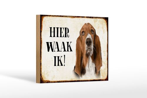 Holzschild Spruch 18x12 cm holländisch Hier Waak ik Bassett Hund Dekoration