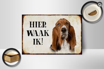 Panneau en bois disant 18x12 cm Dutch Here Waak ik Bassett décoration de chien 2