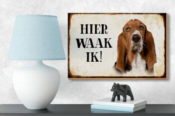 Panneau en bois disant 18x12 cm Dutch Here Waak ik Bassett décoration de chien 3
