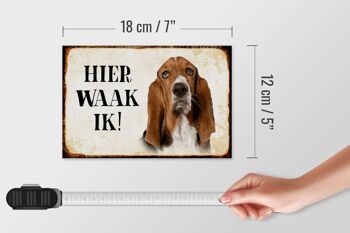 Panneau en bois disant 18x12 cm Dutch Here Waak ik Bassett décoration de chien 4