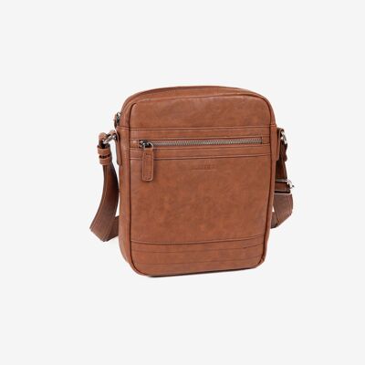 MEN'S CROSSBODY BAG, LEATHER COLOR, YOUTH COLLECTION. 21X26.5 X 5.5CM