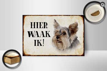 Panneau en bois disant 18x12 cm Dutch Here Waak ik Yorkshire Terrier décoration de chien 2