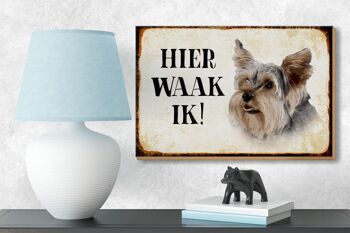 Panneau en bois disant 18x12 cm Dutch Here Waak ik Yorkshire Terrier décoration de chien 3