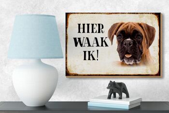 Panneau en bois avec inscription « Dutch Here Waak ik Boxer Dog » 18 x 12 cm. 3