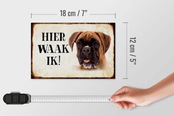 Panneau en bois avec inscription « Dutch Here Waak ik Boxer Dog » 18 x 12 cm. 4