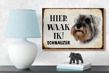 Panneau en bois disant 18x12 cm Dutch Here Waak ik Schnauzer décoration de chien 3