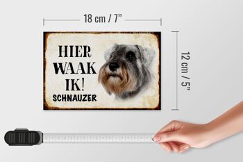 Panneau en bois disant 18x12 cm Dutch Here Waak ik Schnauzer décoration de chien 4