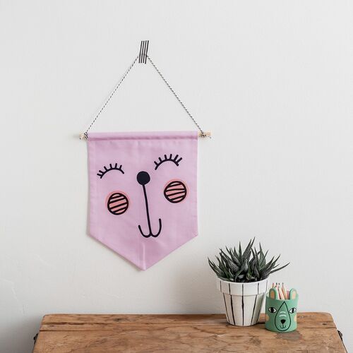 Pink Happy Face Nursery Wall Hanging 27 X 29cm